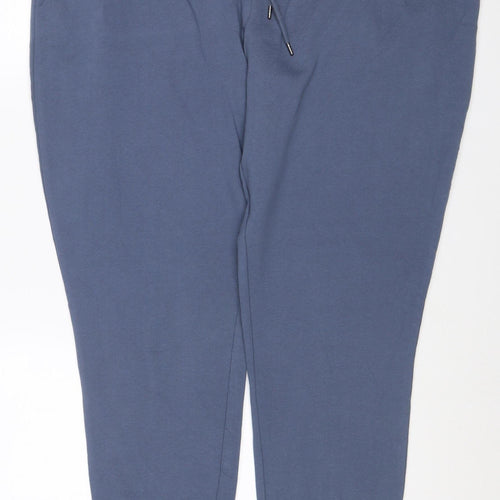 Marks & Spencer Men Blue 3XL Cotton Jogger Trousers Drawstring
