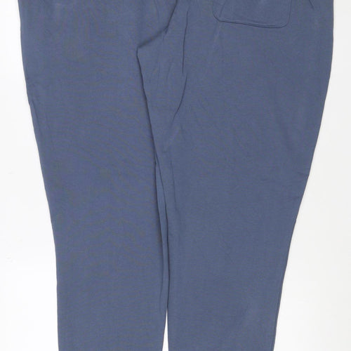 Marks & Spencer Men Blue 3XL Cotton Jogger Trousers Drawstring