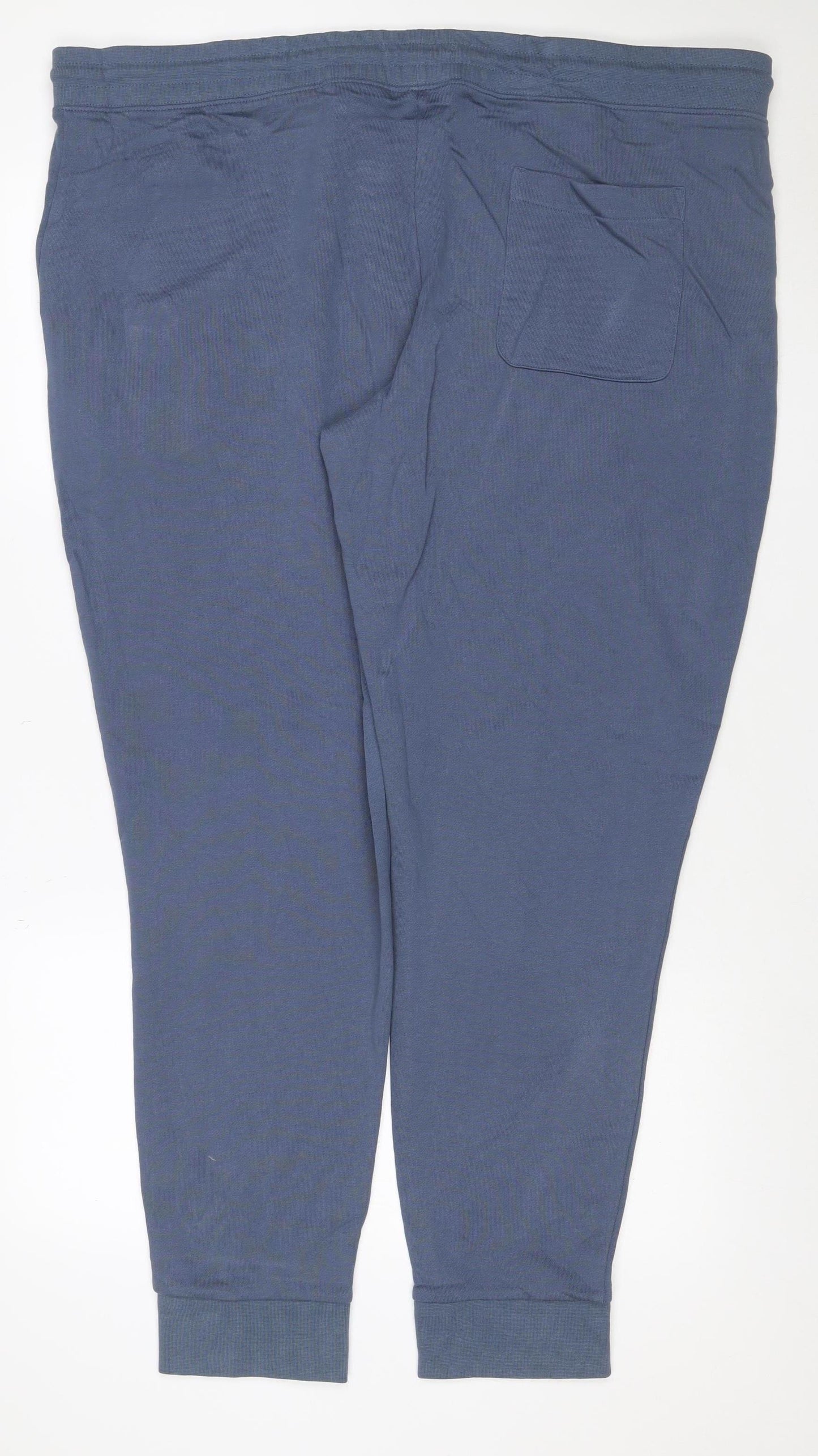 Marks & Spencer Men Blue 3XL Cotton Jogger Trousers Drawstring