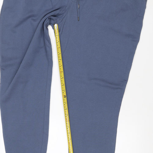 Marks & Spencer Men Blue 3XL Cotton Jogger Trousers Drawstring