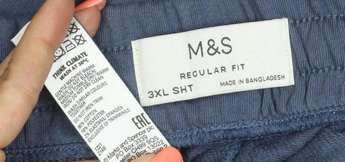 Marks & Spencer Men Blue 3XL Sweatpants Drawstring Pockets Regular Fit