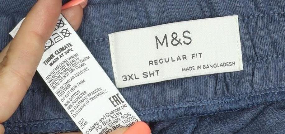 Marks & Spencer Men Blue 3XL Sweatpants Drawstring Pockets Regular Fit