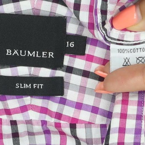 Baumler Men’s Multicoloured Check Slim Fit Cotton Shirt Size 16