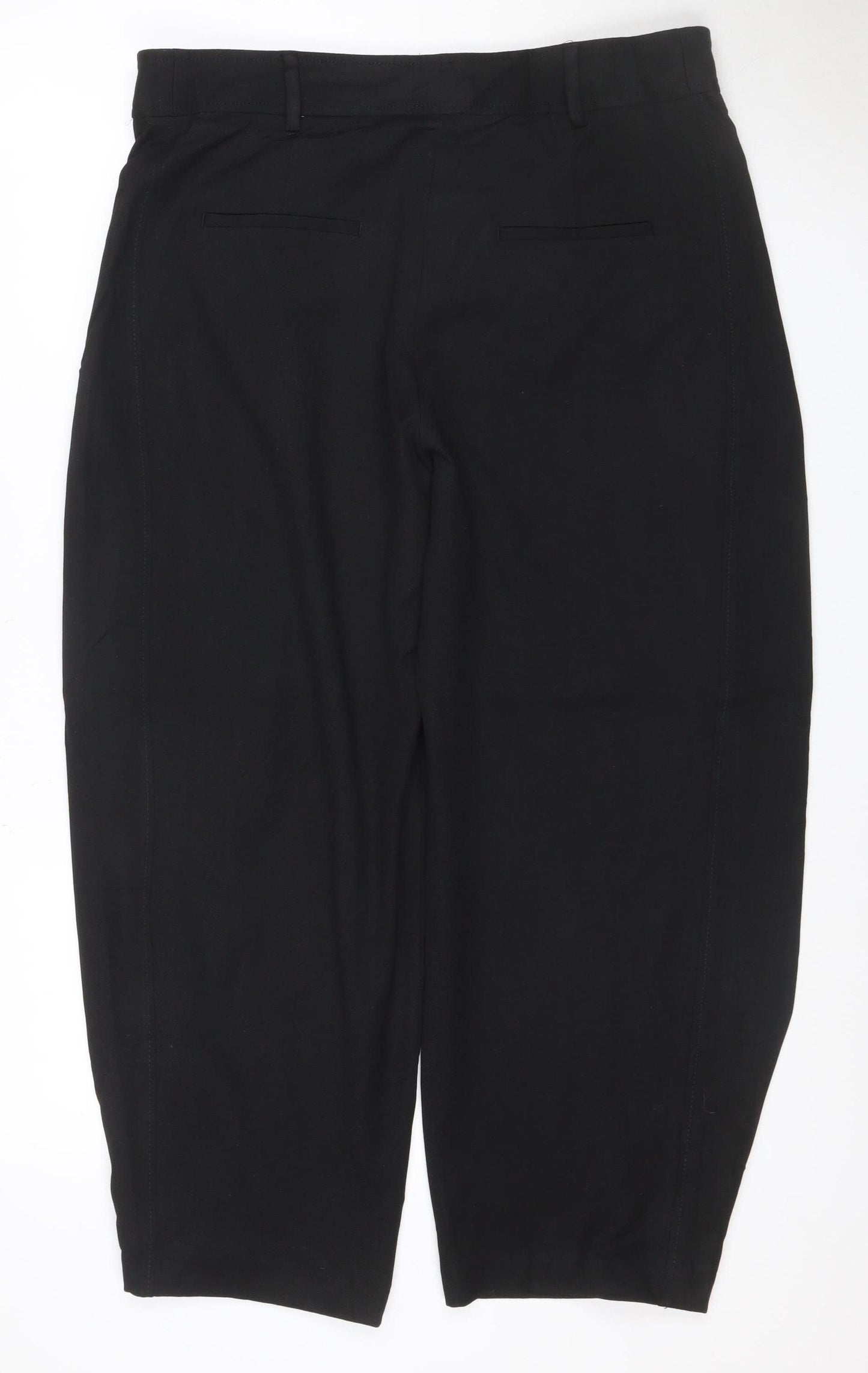Zara Women’s Black XL Cropped Straight Leg Stretch Trousers