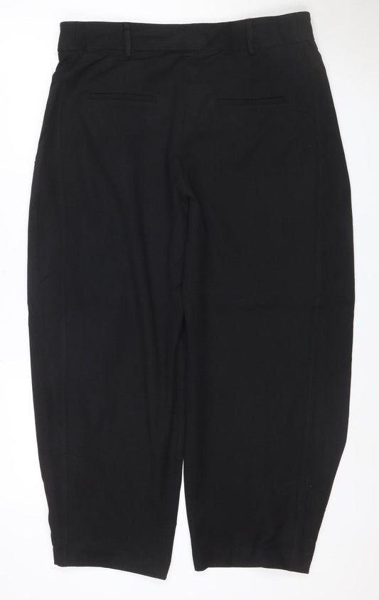 Zara Women’s Black XL Cropped Straight Leg Stretch Trousers
