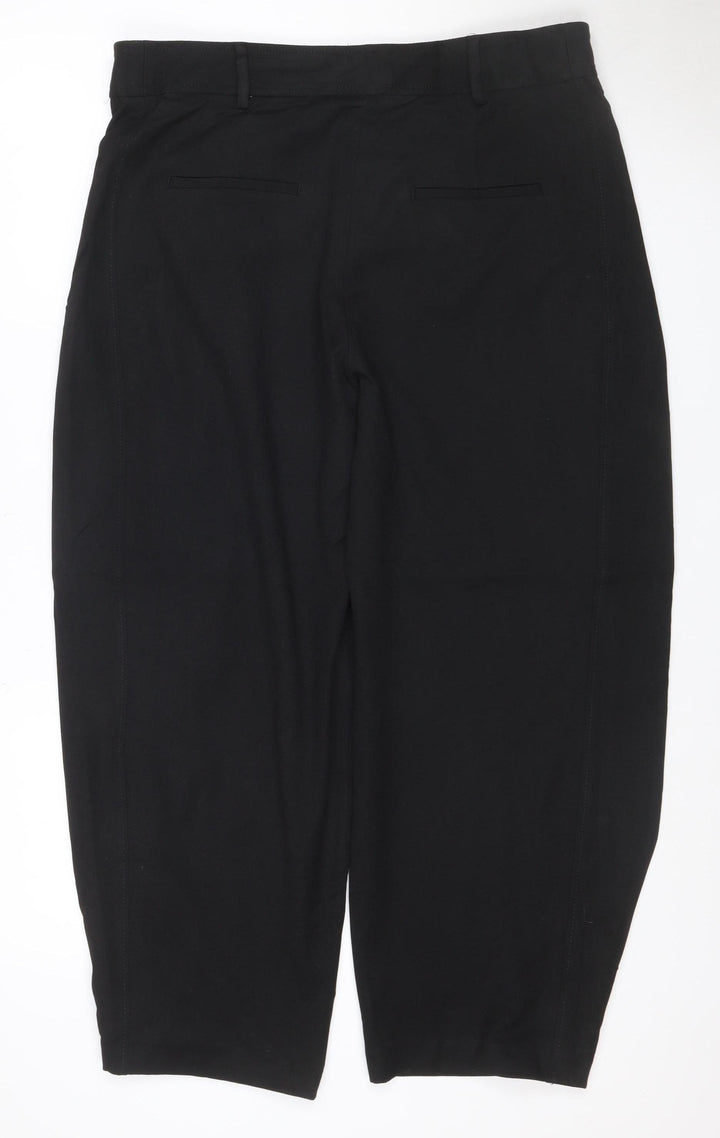Zara Women’s Black XL Cropped Straight Leg Stretch Trousers