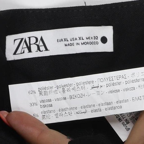 Zara Women’s Black XL Cropped Straight Leg Stretch Trousers
