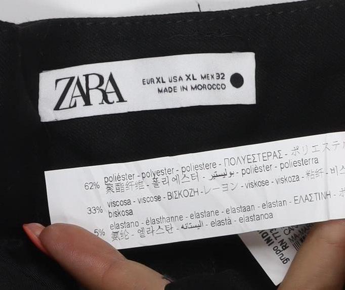 Zara Women’s Black XL Cropped Straight Leg Stretch Trousers
