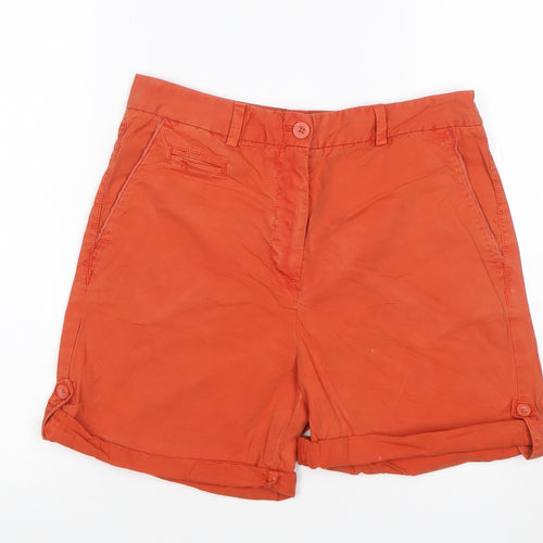 Marks & Spencer Women Orange UK 10 Cotton Chino Cuffed Shorts