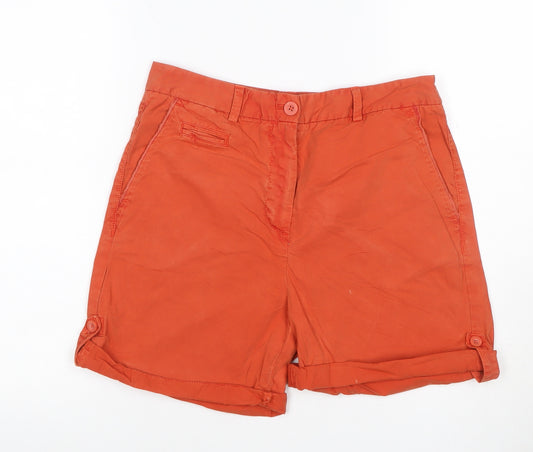 Marks & Spencer Women Orange UK 10 Cotton Chino Cuffed Shorts