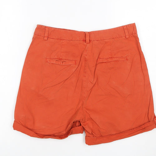 Marks & Spencer Women Orange UK 10 Cotton Chino Cuffed Shorts
