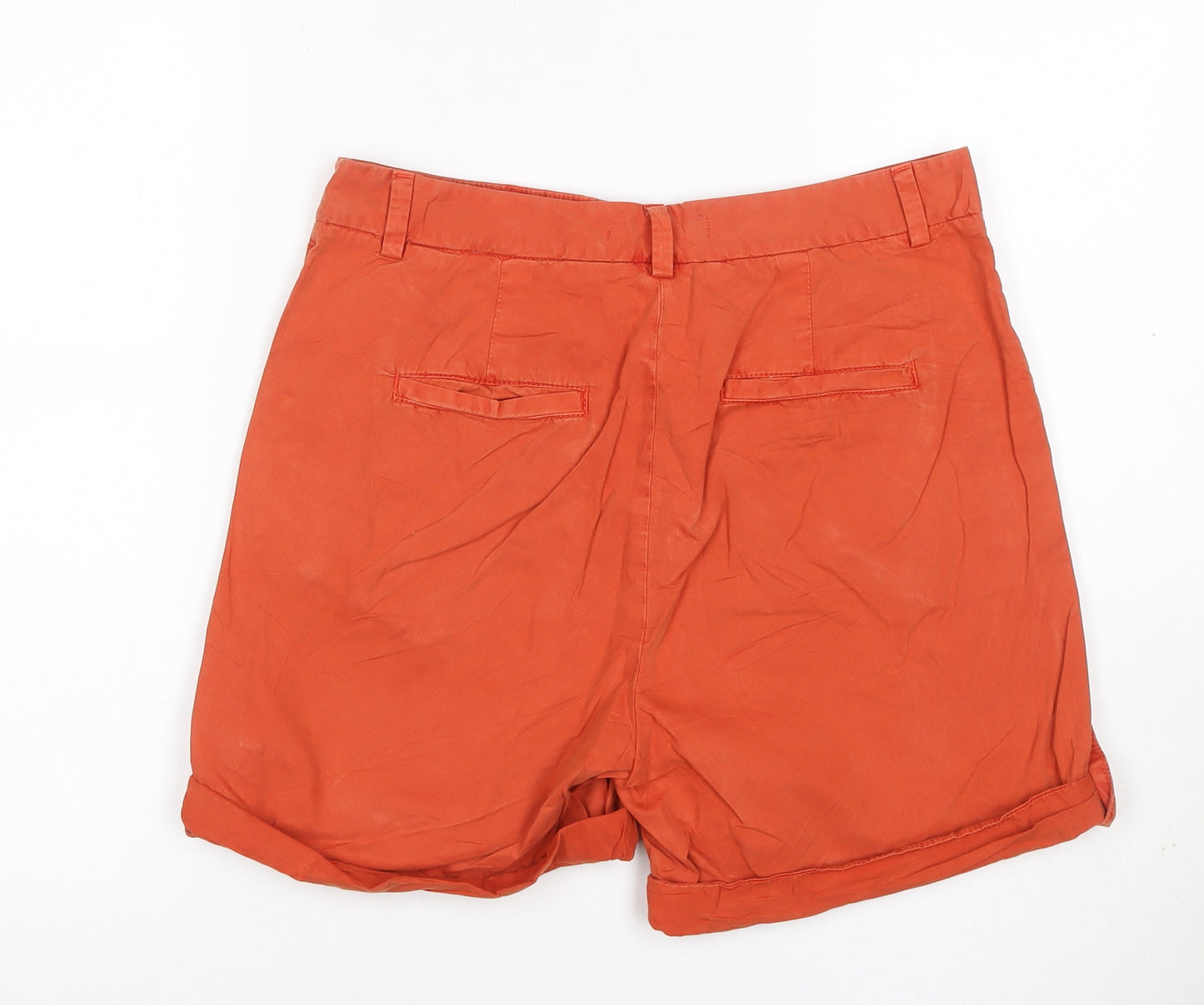 Marks & Spencer Women Orange UK 10 Cotton Chino Cuffed Shorts