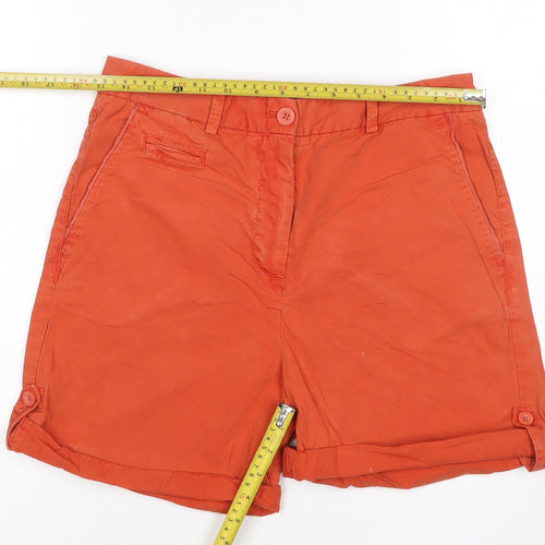 Marks & Spencer Women Orange UK 10 Cotton Chino Cuffed Shorts