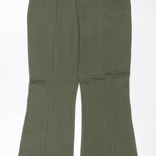 Paris Atelier Women’s Green Wide-Leg Dress Trousers UK 10 Stretch