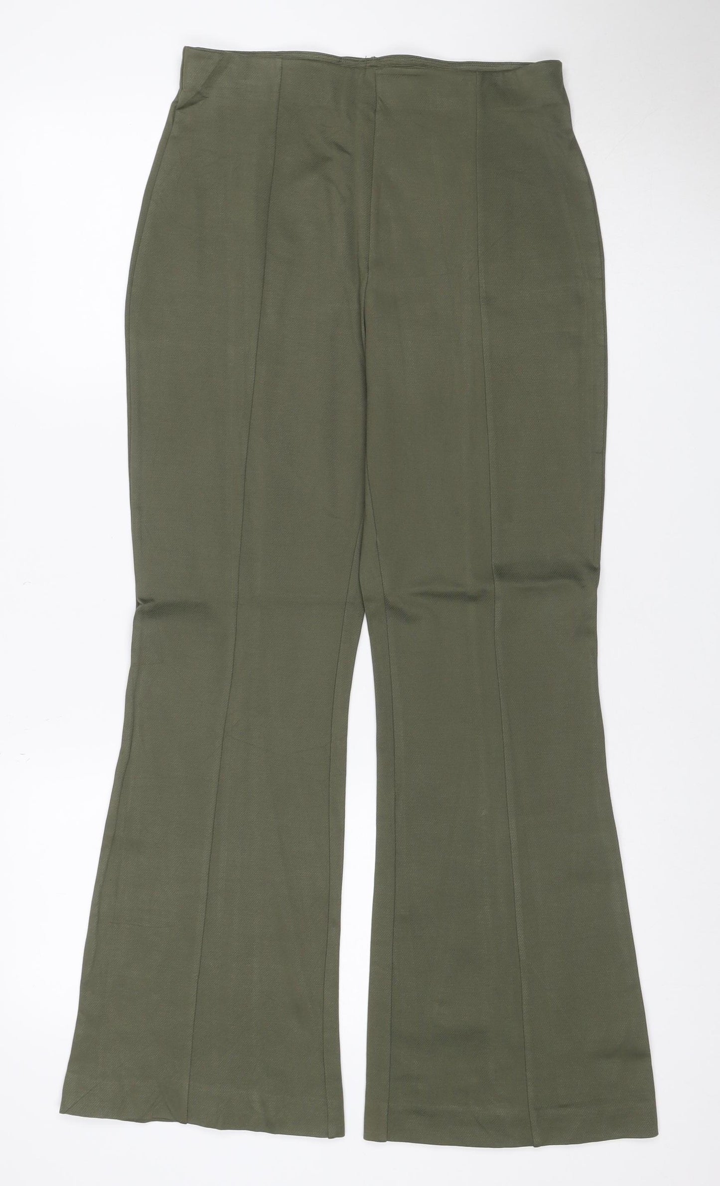 Paris Atelier Women’s Green Wide-Leg Dress Trousers UK 10 Stretch