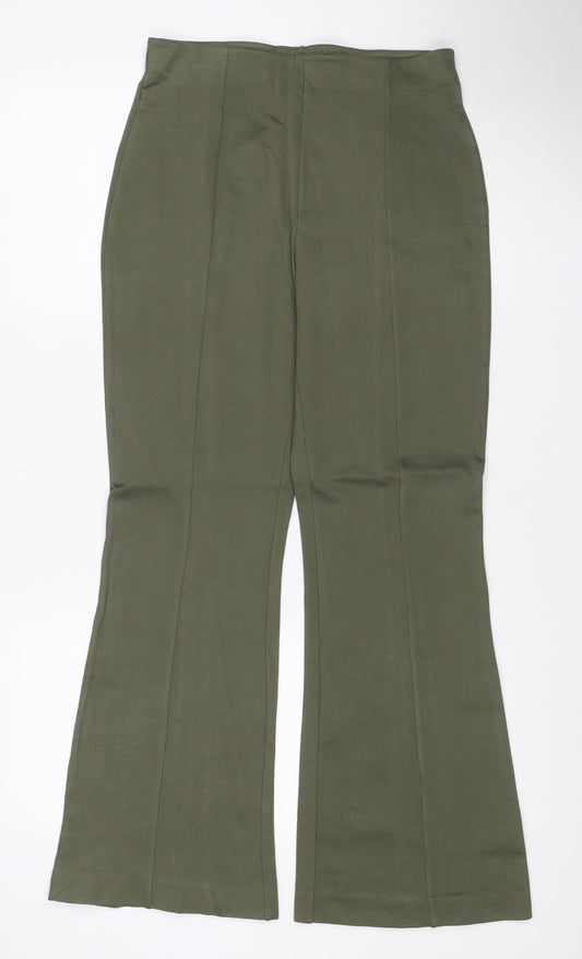 Paris Atelier Women’s Green Wide-Leg Dress Trousers UK 10 Stretch