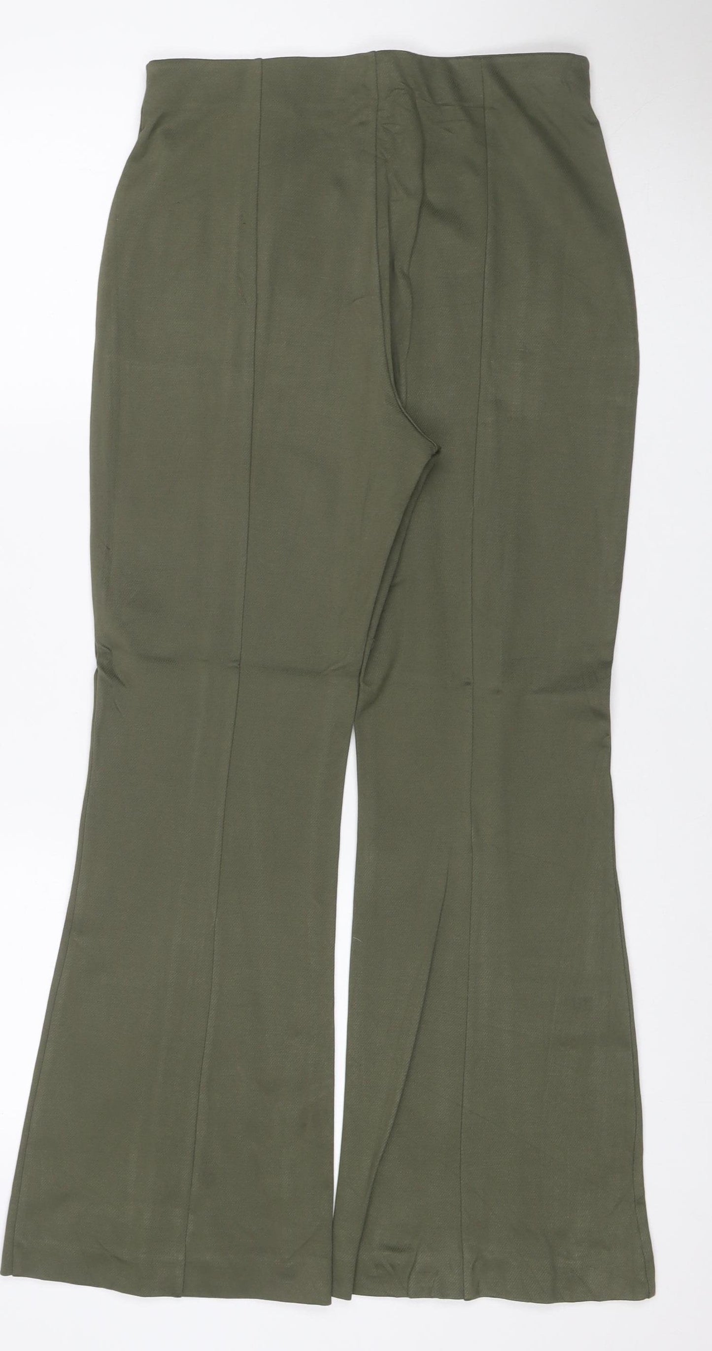 Paris Atelier Women’s Green Wide-Leg Dress Trousers UK 10 Stretch