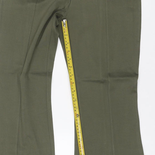 Paris Atelier Women’s Green Wide-Leg Dress Trousers UK 10 Stretch
