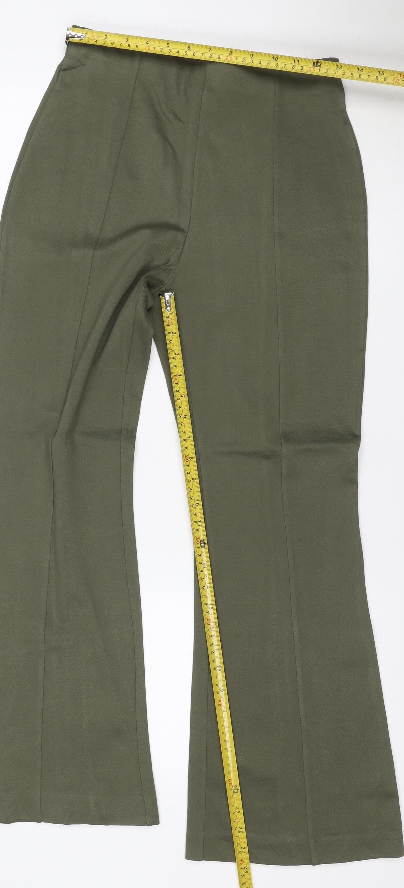 Paris Atelier Women’s Green Wide-Leg Dress Trousers UK 10 Stretch