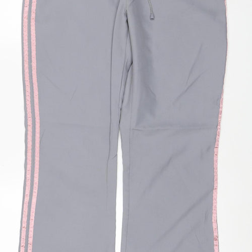 Active Women’s Grey Pink Side Stripe Track Pants UK 12 Drawstring