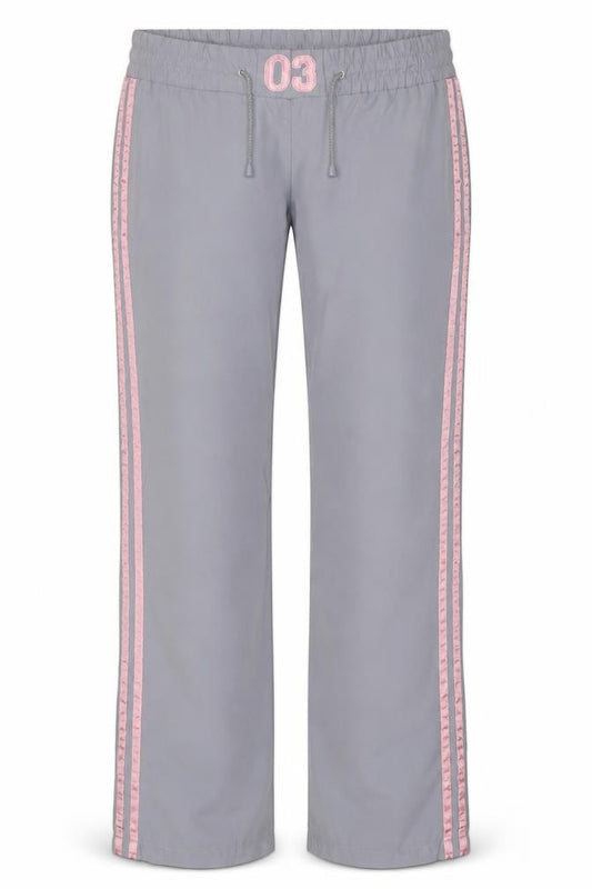 Active Women’s Grey Pink Side Stripe Track Pants UK 12 Drawstring