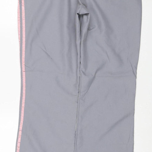 Active Women’s Grey Pink Side Stripe Track Pants UK 12 Drawstring