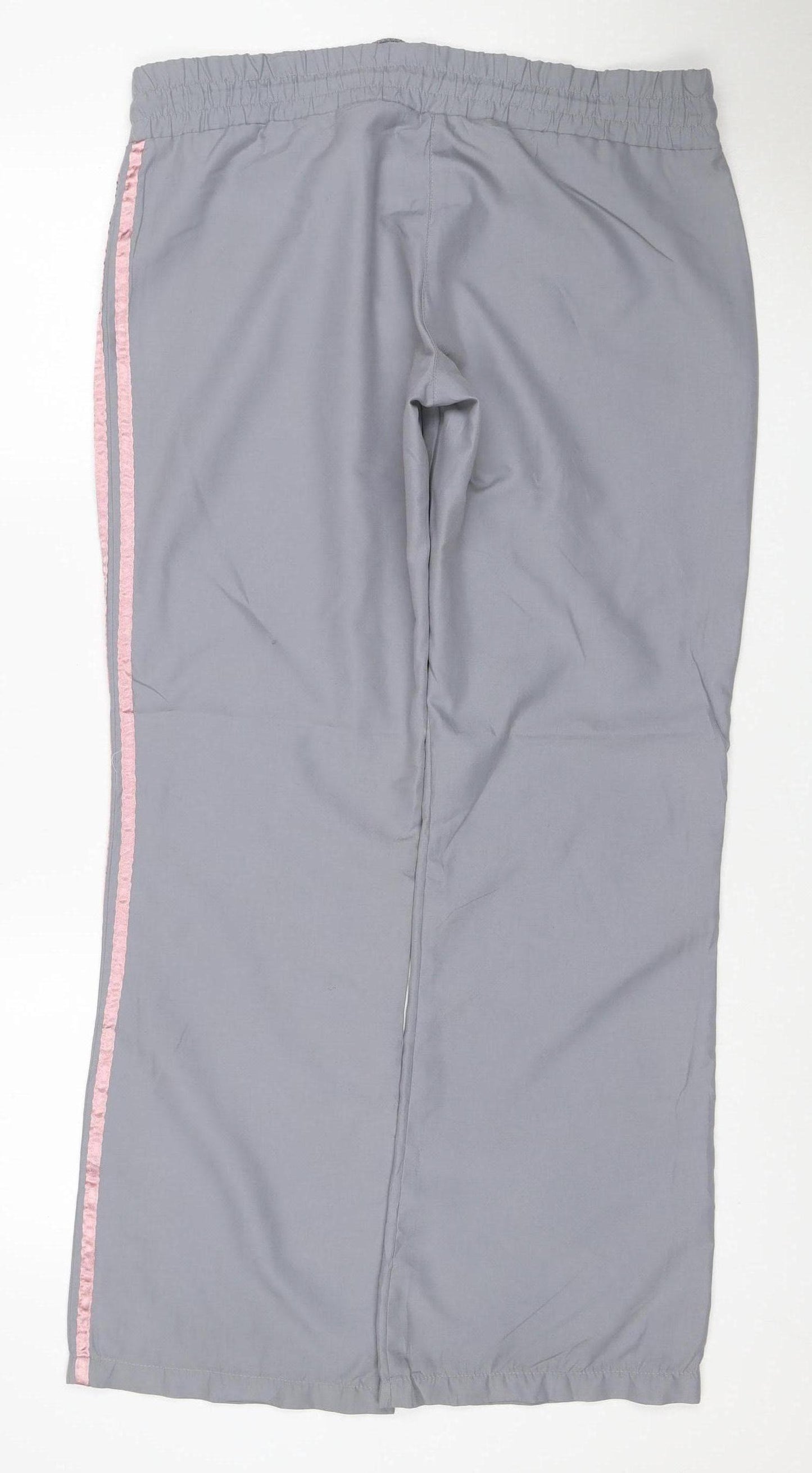 Active Women’s Grey Pink Side Stripe Track Pants UK 12 Drawstring