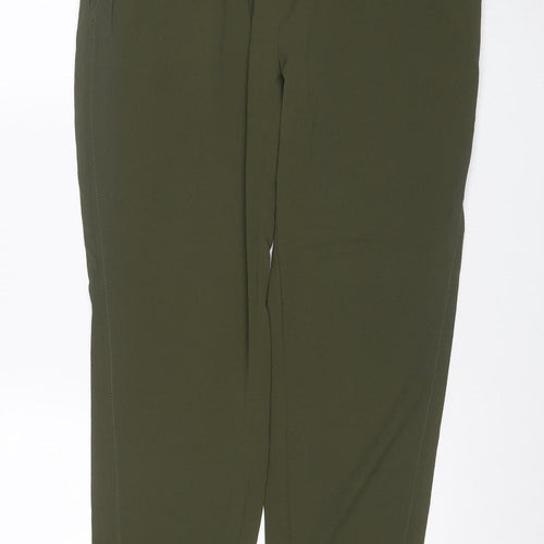 Mango Women Green UK 10 Cropped Drawstring Relaxed Trousers