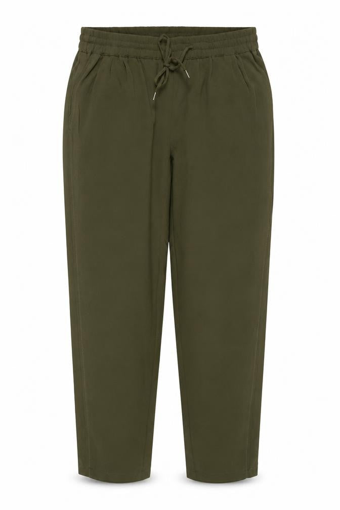 Mango Women Green UK 10 Cropped Drawstring Relaxed Trousers