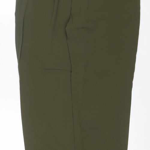 Mango Women Green UK 10 Cropped Drawstring Relaxed Trousers