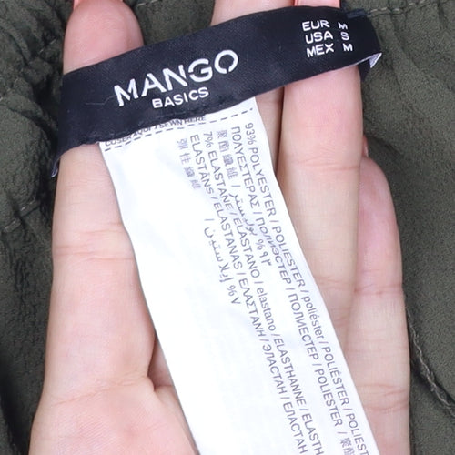 Mango Women Green UK 10 Cropped Drawstring Relaxed Trousers