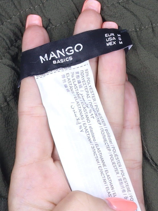 Mango Women Green UK 10 Cropped Drawstring Relaxed Trousers