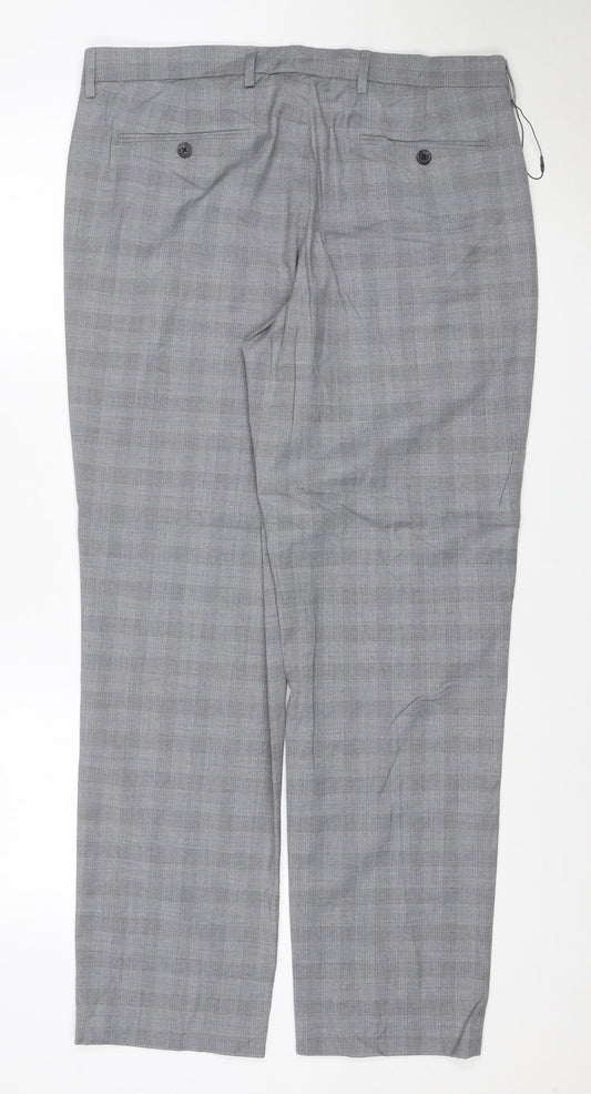 Marks and Spencer Men's Grey 36 Regular Fit Flat Front Dress Trousers