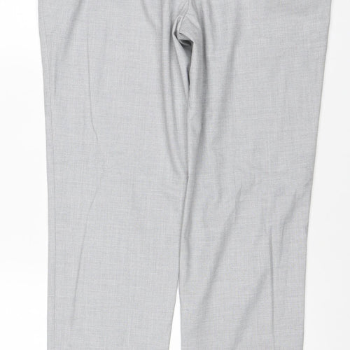 Marks & Spencer Men Grey 34 Regular Skinny Dress Trousers Stretch