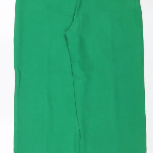 Zara Women Green Wide-Leg Tailored Trousers Size L