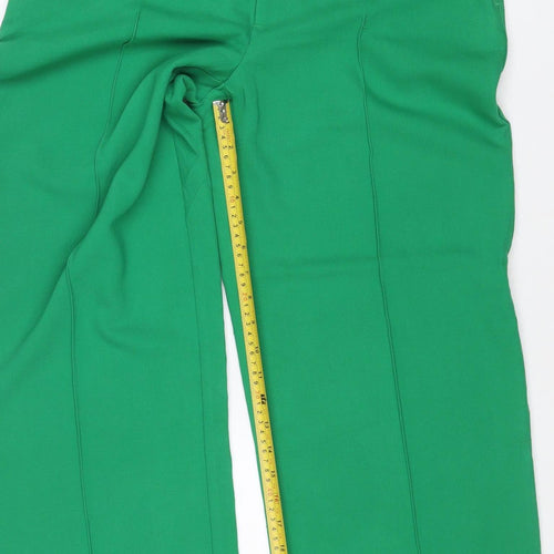 Zara Women Green Wide-Leg Tailored Trousers Size L