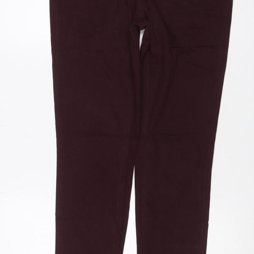 UNIQLO Women Brown Size 14 Slim Straight Stretch Trousers