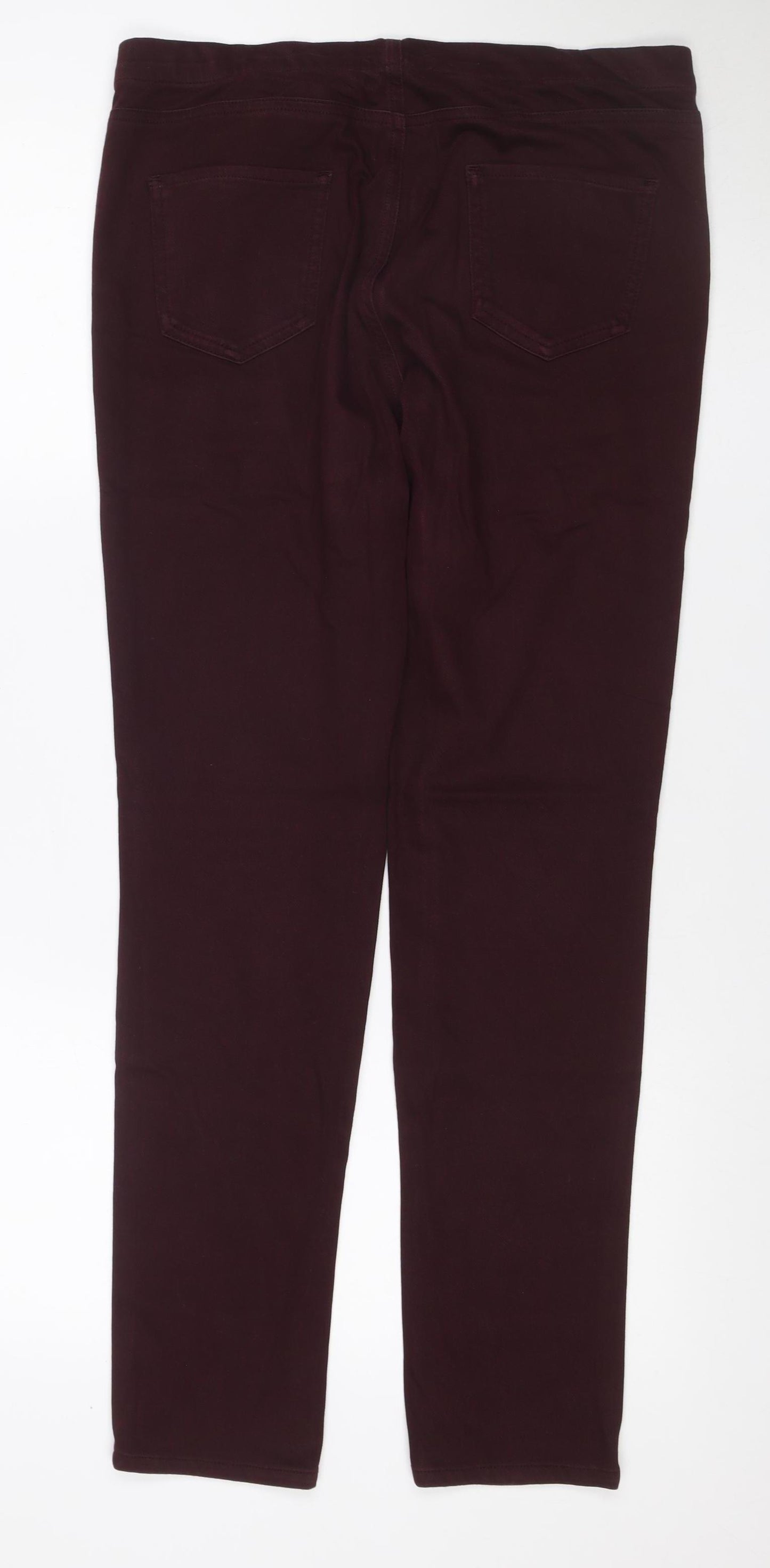 UNIQLO Women Brown Size 14 Slim Straight Stretch Trousers