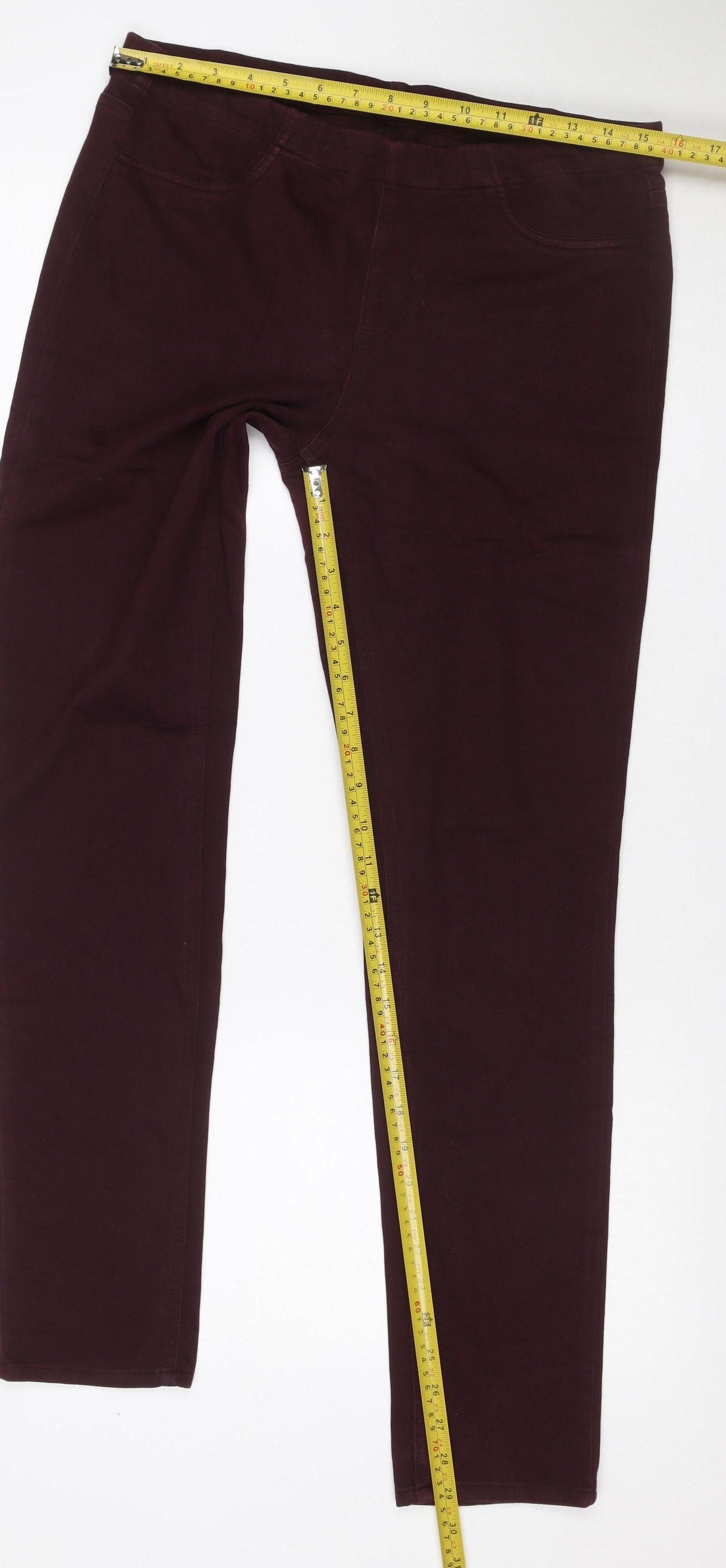 UNIQLO Women Brown Size 14 Slim Straight Stretch Trousers