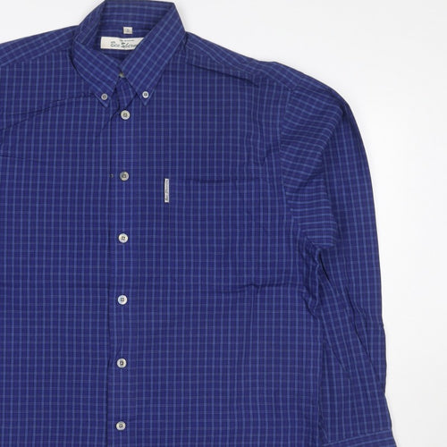 Ben Sherman Men’s Blue Check Button-Down Long Sleeve Shirt M