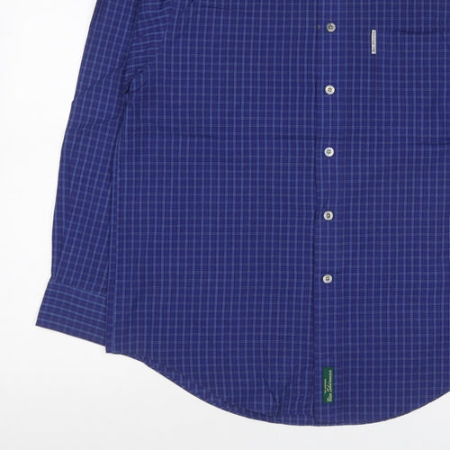 Ben Sherman Men’s Blue Check Button-Down Long Sleeve Shirt M