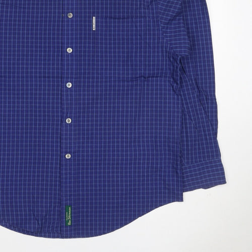 Ben Sherman Men’s Blue Check Button-Down Long Sleeve Shirt M