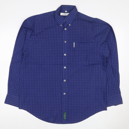 Ben Sherman Men’s Blue Check Button-Down Long Sleeve Shirt M