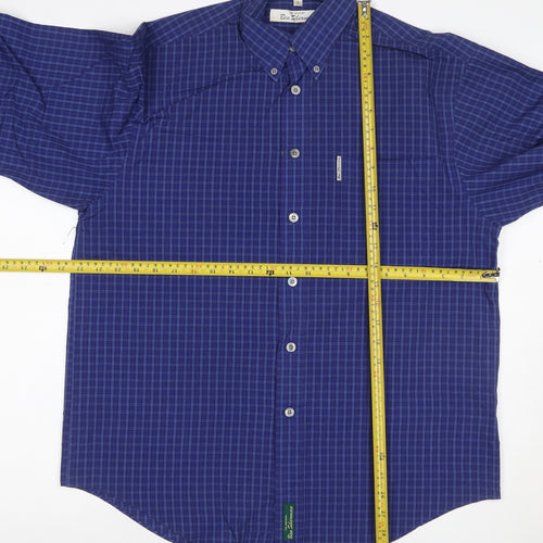 Ben Sherman Men’s Blue Check Button-Down Long Sleeve Shirt M