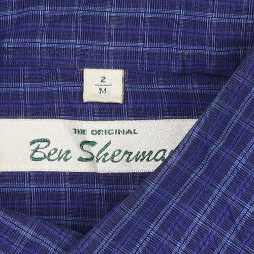 Ben Sherman Men’s Blue Check Button-Down Long Sleeve Shirt M