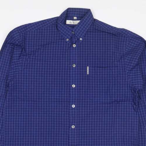 Ben Sherman Men’s Blue Check Button-Down Long Sleeve Shirt M