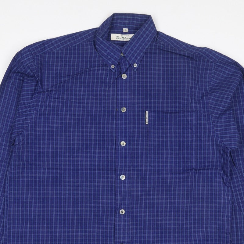 Ben Sherman Men’s Blue Check Button-Down Long Sleeve Shirt M