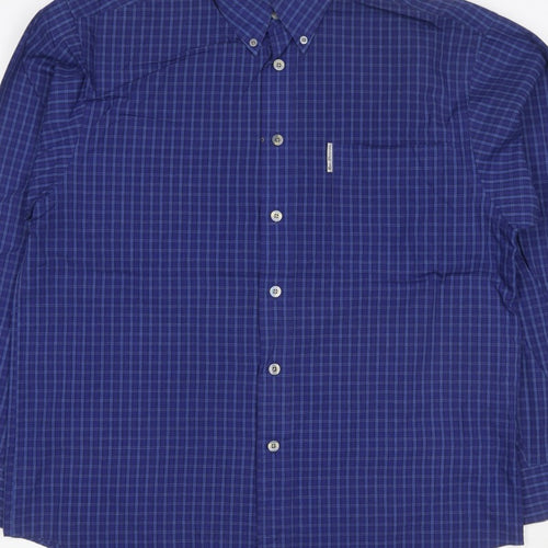 Ben Sherman Men’s Blue Check Button-Down Long Sleeve Shirt M