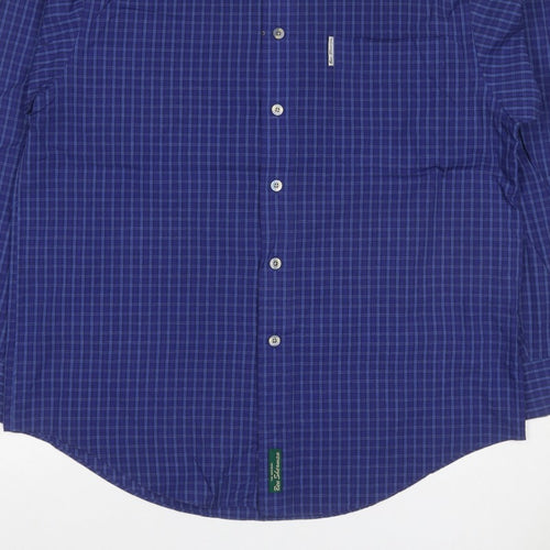 Ben Sherman Men’s Blue Check Button-Down Long Sleeve Shirt M