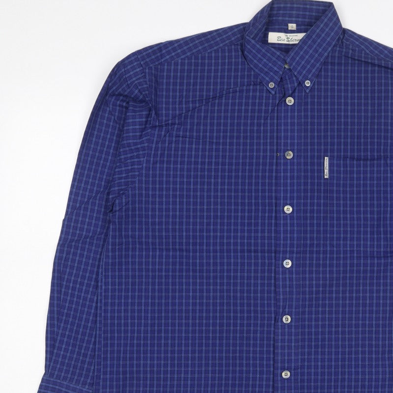 Ben Sherman Men’s Blue Check Button-Down Long Sleeve Shirt M